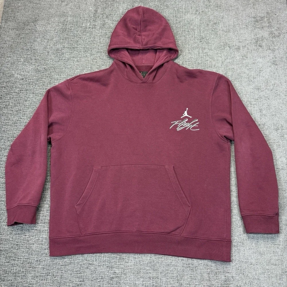Jordan Flight Hoodie Men's XL Burgundy Fleece Jumpman Sweatshirt Pullover